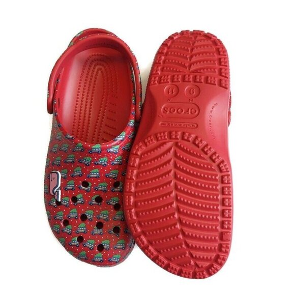CROCS Classic Vineyard Vines Holiday Clog Sandals Mens Size 9 Womens Size 11 Red - Picture 7 of 8